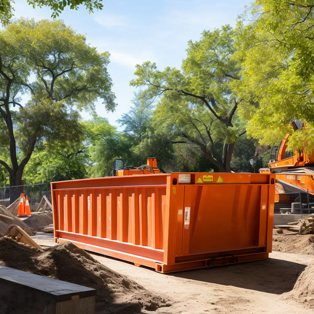 Orange Construction Dumpster